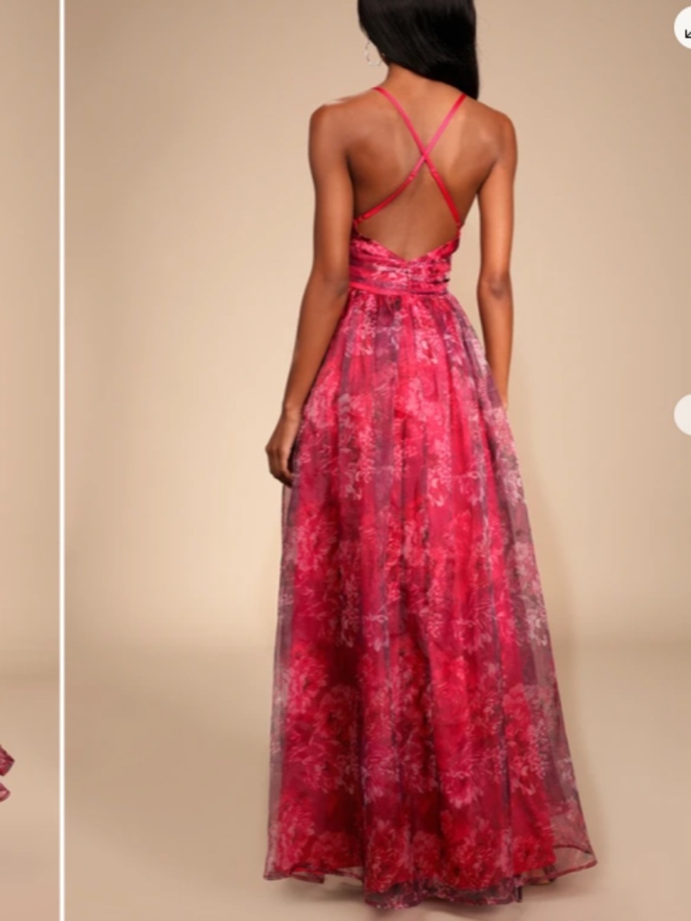LULU's Floral Sexy Flowy Prom Wedding Chic Magenta Maxi Dress NWOT - Picture 5 of 5